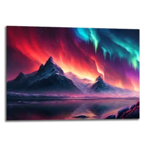 Tableau aurore boréale nommé "Aurora borealis", tableau métallique pleins de couleurs dans le thème de la nature